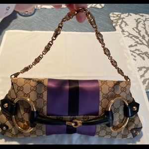Gucci GG Canvas Horsebit Shoulder/Clutch Bag